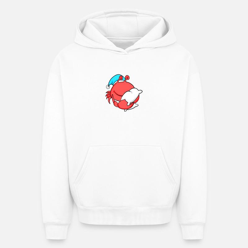Crabe - Sweat à capuche unisexe oversize épais SPREAD - blanc