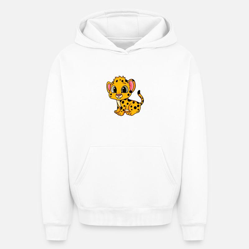Guépard - Sweat à capuche unisexe oversize épais SPREAD - blanc