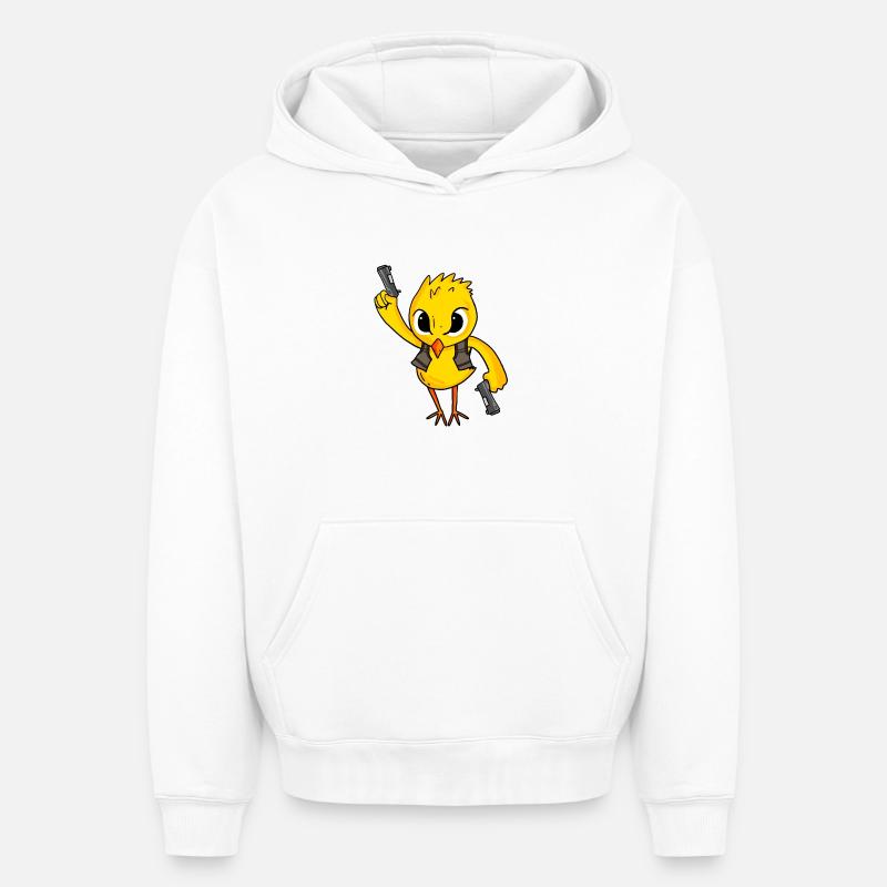 Poussins avec pistolet - Sweat à capuche unisexe oversize épais SPREAD - blanc