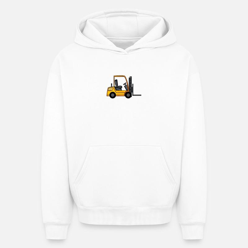 Chariot élévateur - Sweat à capuche unisexe oversize épais SPREAD - blanc