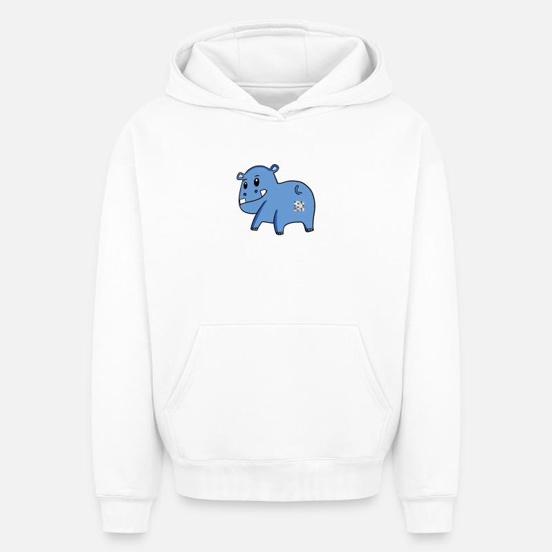 Hippo Ass - Hippopotame Butt - Sweat à capuche unisexe oversize épais SPREAD - blanc