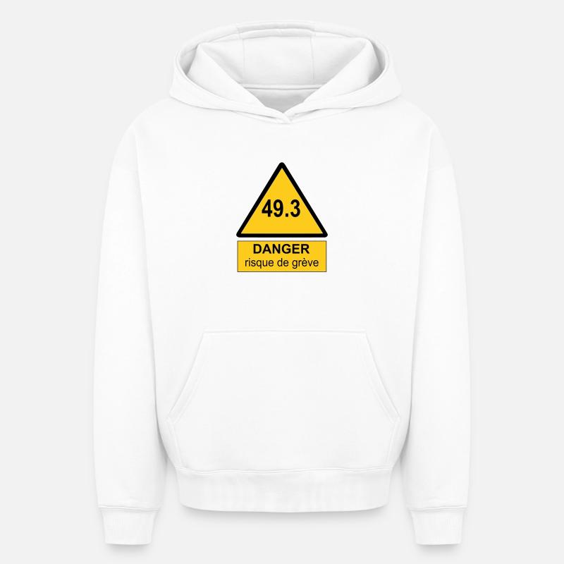 49.3 danger - Sweat à capuche unisexe oversize épais SPREAD - blanc