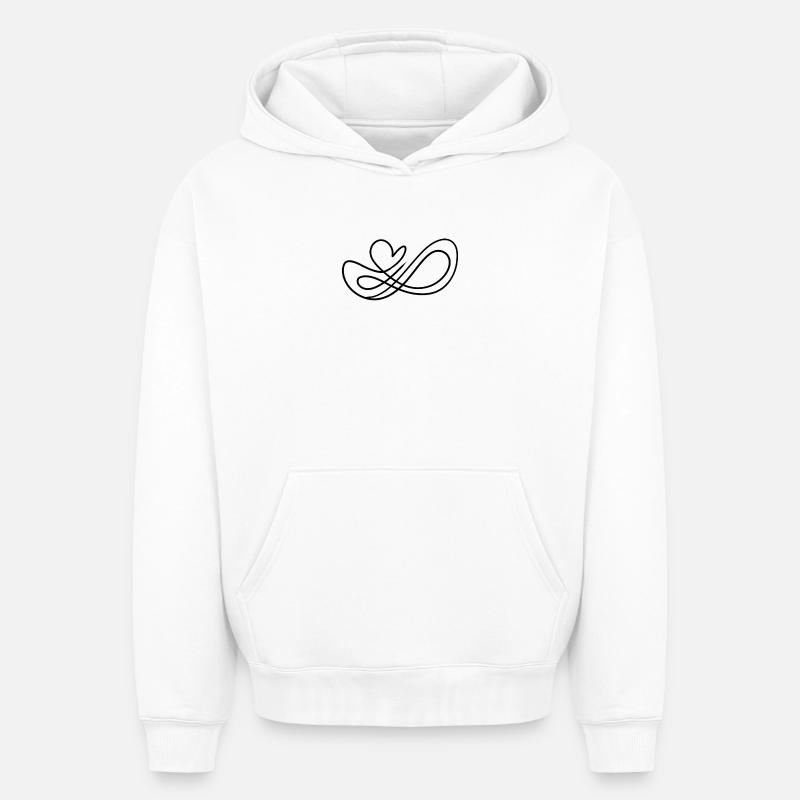 Amour du cœur infini - Sweat à capuche unisexe oversize épais SPREAD - blanc