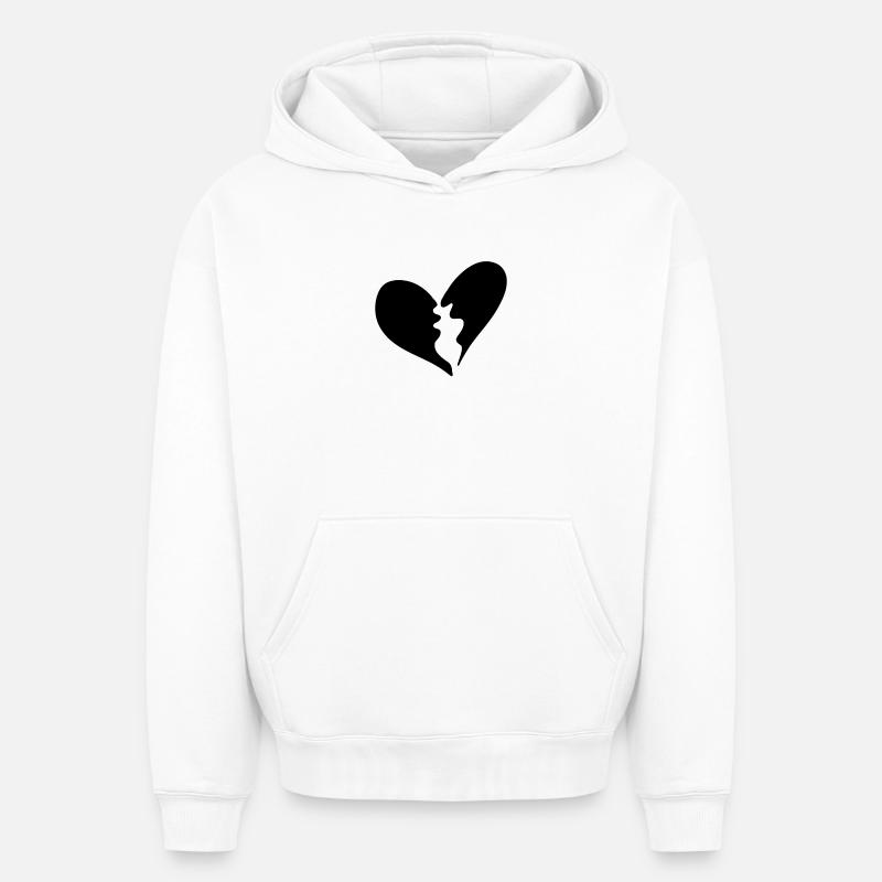 Cœur brisé - Sweat à capuche unisexe oversize épais SPREAD - blanc