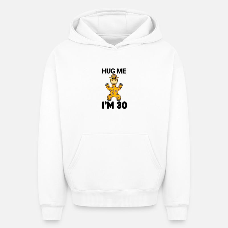 30 ans - 30 ans - câlin - Sweat à capuche unisexe oversize épais SPREAD - blanc