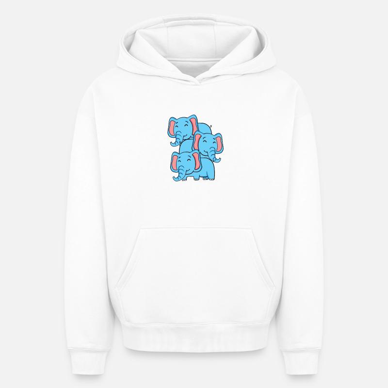 Éléphants mignons - Eléphant - Sweat à capuche unisexe oversize épais SPREAD - blanc