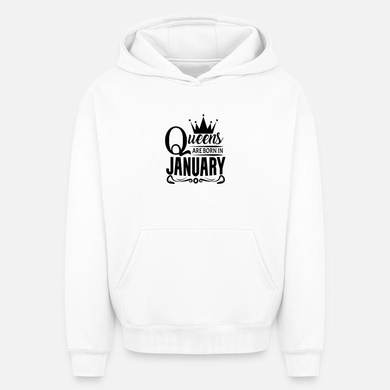 Mois de naissance Janvier - Sweat à capuche unisexe oversize épais SPREAD - blanc