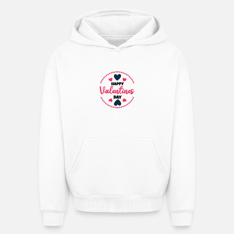 Saint-Valentin, Saint-Valentin, Saint-Valentin - Sweat à capuche unisexe oversize épais SPREAD - blanc