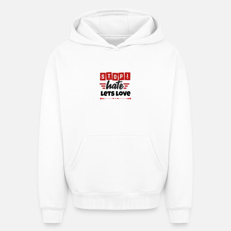 Saint-Valentin, Saint-Valentin, Saint-Valentin - Sweat à capuche unisexe oversize épais SPREAD - blanc