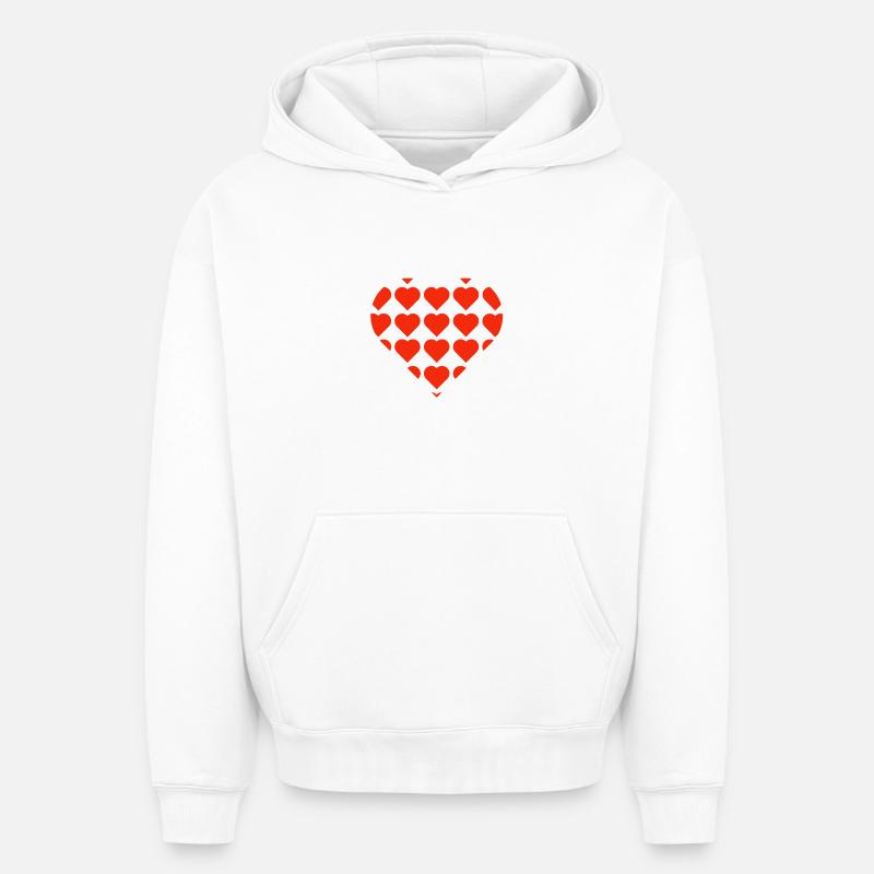 Saint-Valentin, Saint-Valentin, Saint-Valentin - Sweat à capuche unisexe oversize épais SPREAD - blanc
