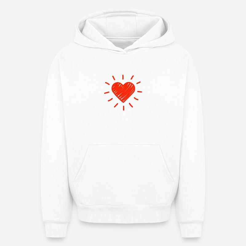 Saint-Valentin, Saint-Valentin, Saint-Valentin - Sweat à capuche unisexe oversize épais SPREAD - blanc