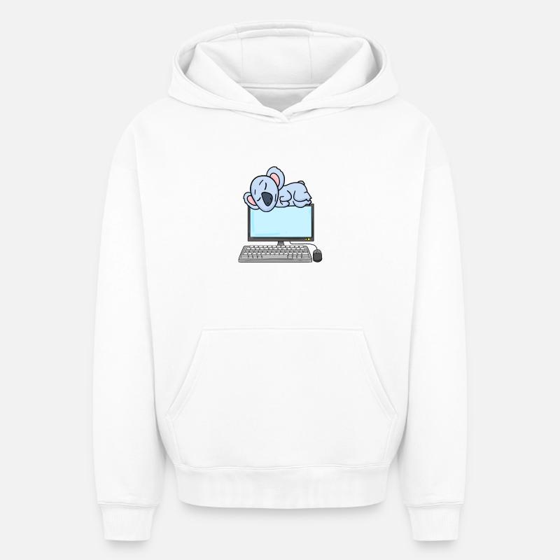 Koala Computer Nerd Programmeur Cadeau - Sweat à capuche unisexe oversize épais SPREAD - blanc