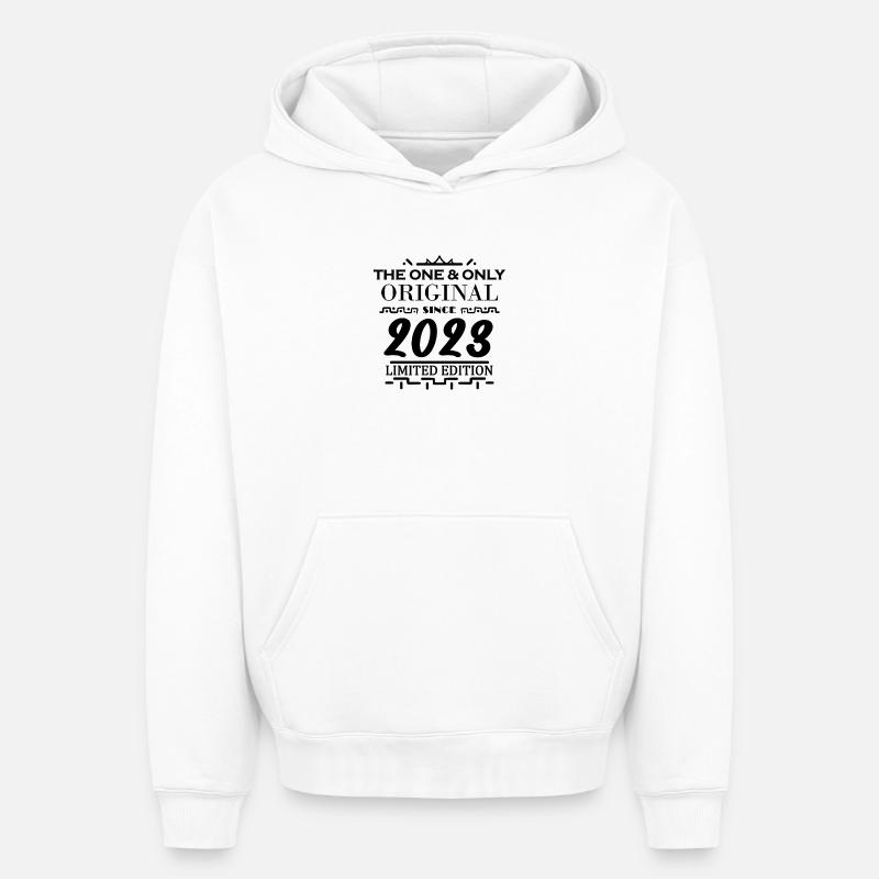 2023 - Année de construction 2023 - Sweat à capuche unisexe oversize épais SPREAD - blanc