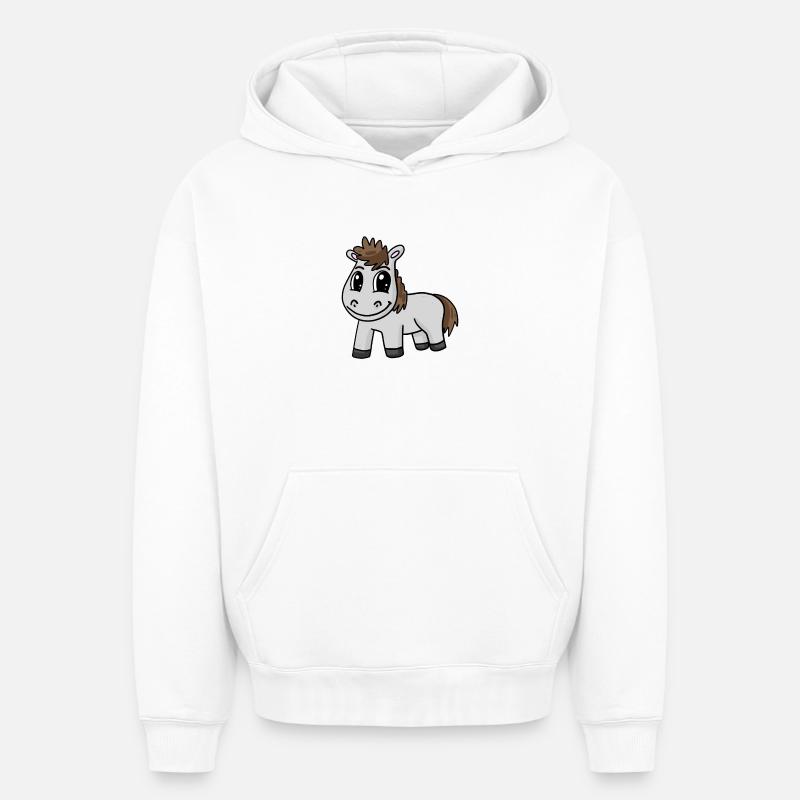 Cheval - Sweat à capuche unisexe oversize épais SPREAD - blanc