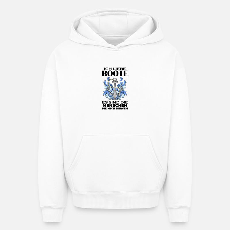 Boote Motorboot Boot - Oversized Heavyweight Unisex Hoodie - Weiß