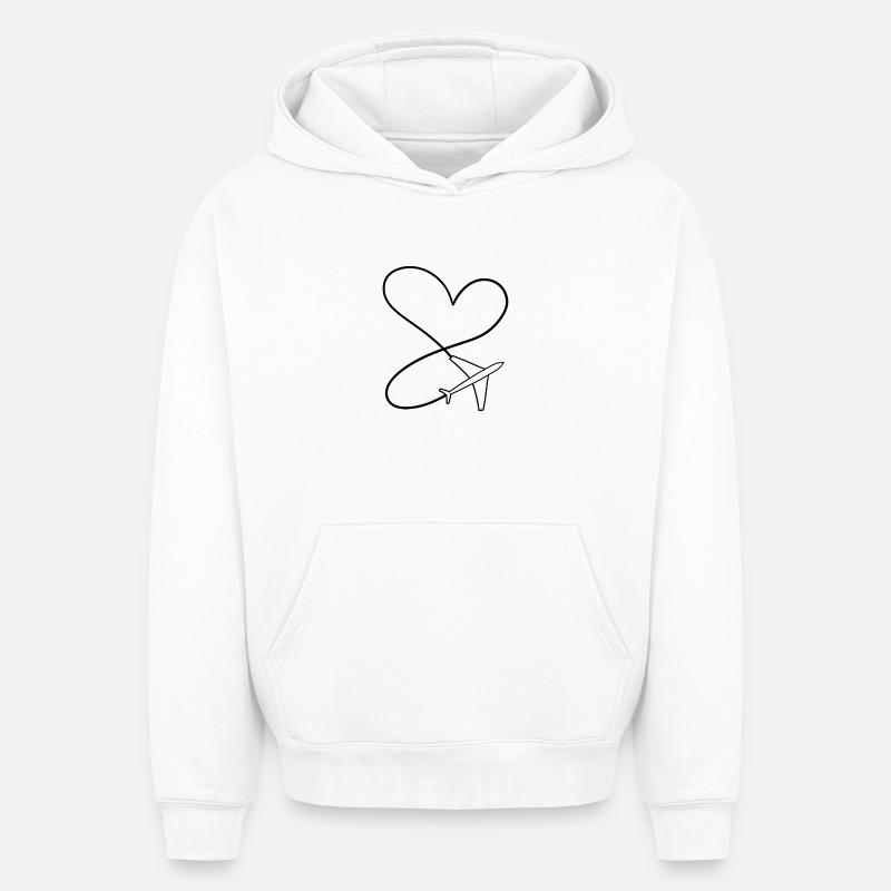 Symbole du cœur d’avion - Sweat à capuche unisexe oversize épais SPREAD - blanc