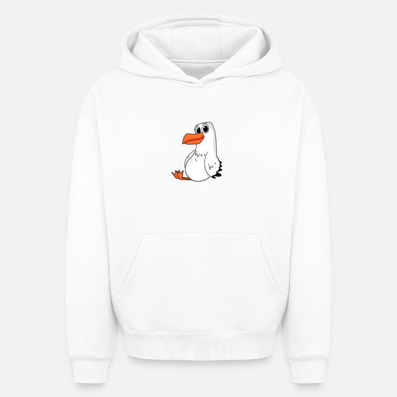 Mouette - Sweat à capuche unisexe oversize épais SPREAD - blanc