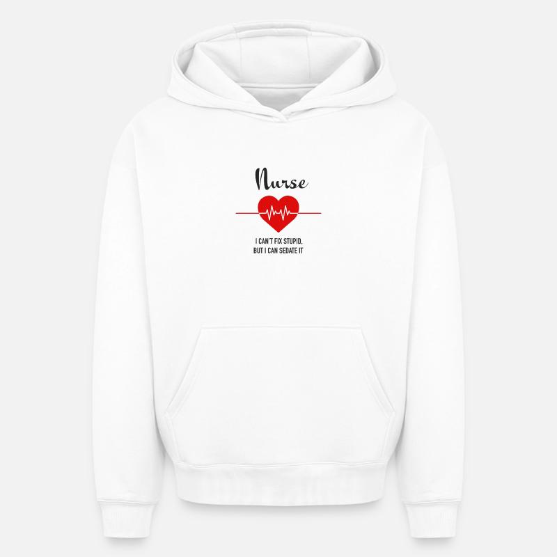 Infirmier - Sweat à capuche unisexe oversize épais SPREAD - blanc