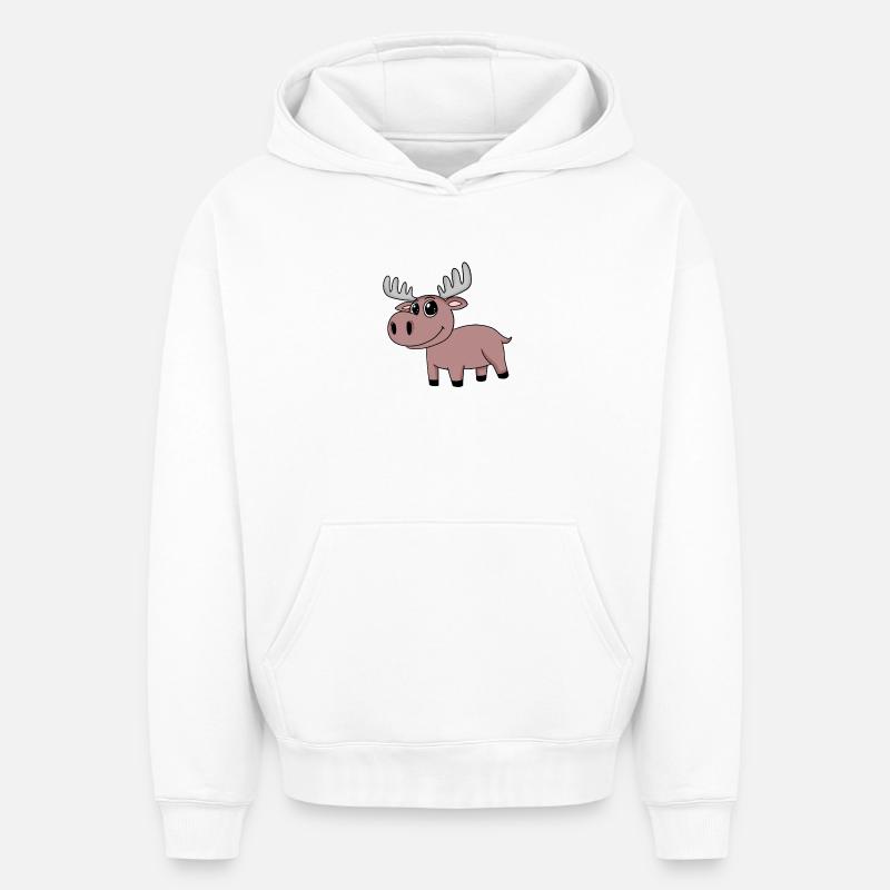 Chevreuil - Sweat à capuche unisexe oversize épais SPREAD - blanc