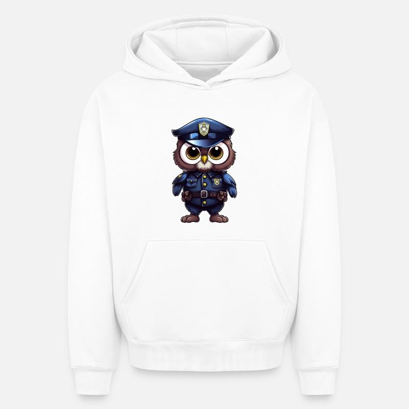 Polizei Eule - Oversized Heavyweight Unisex Hoodie - Weiß