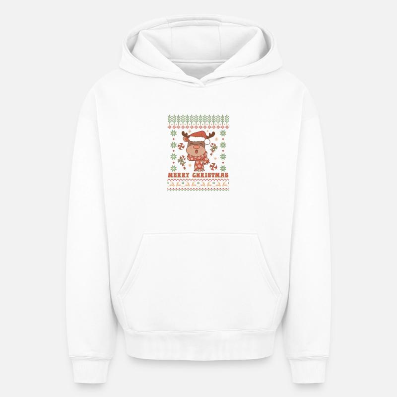 Pull de Noël moche - Sweat à capuche unisexe oversize épais SPREAD - blanc
