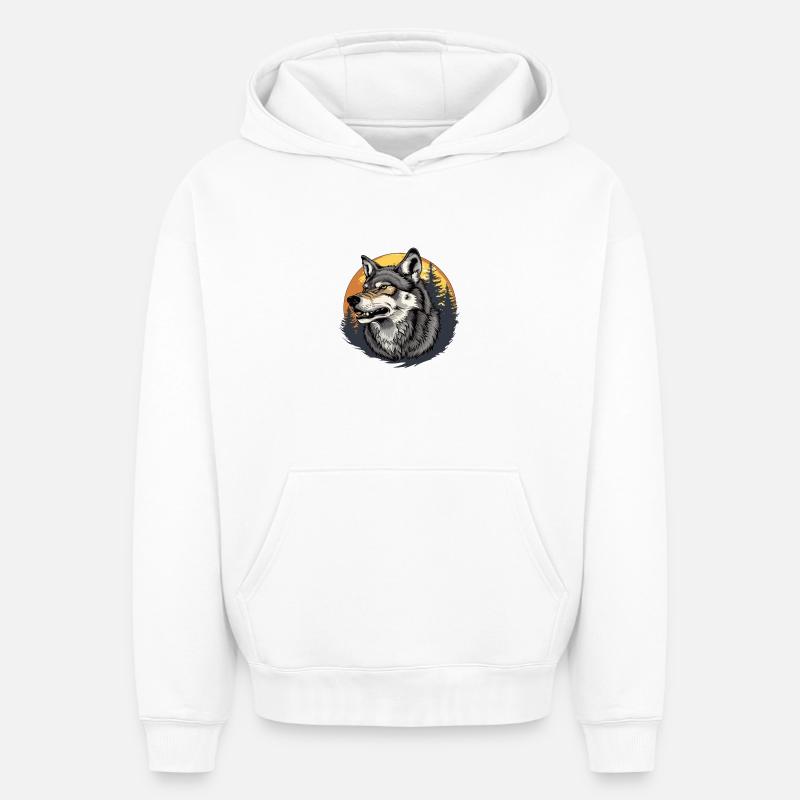 Sang de loup - Sweat à capuche unisexe oversize épais SPREAD - blanc