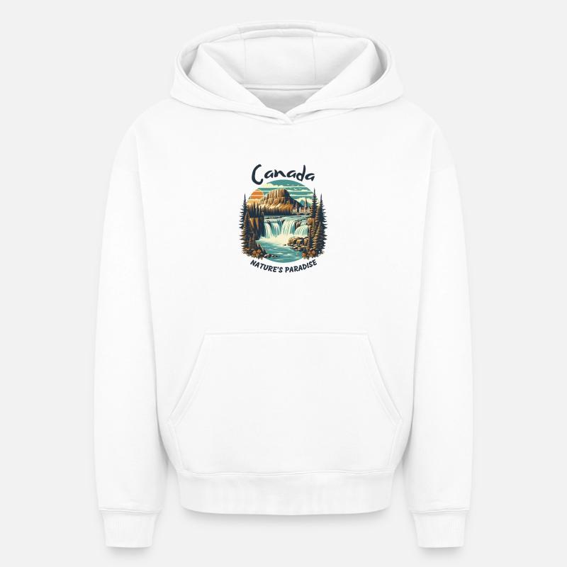 Le paysage du Canada - Sweat à capuche unisexe oversize épais SPREAD - blanc