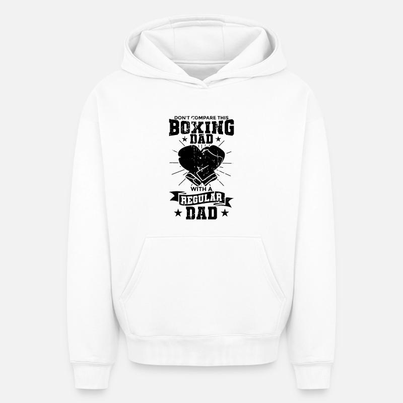 Père boxeur - Sweat à capuche unisexe oversize épais SPREAD - blanc