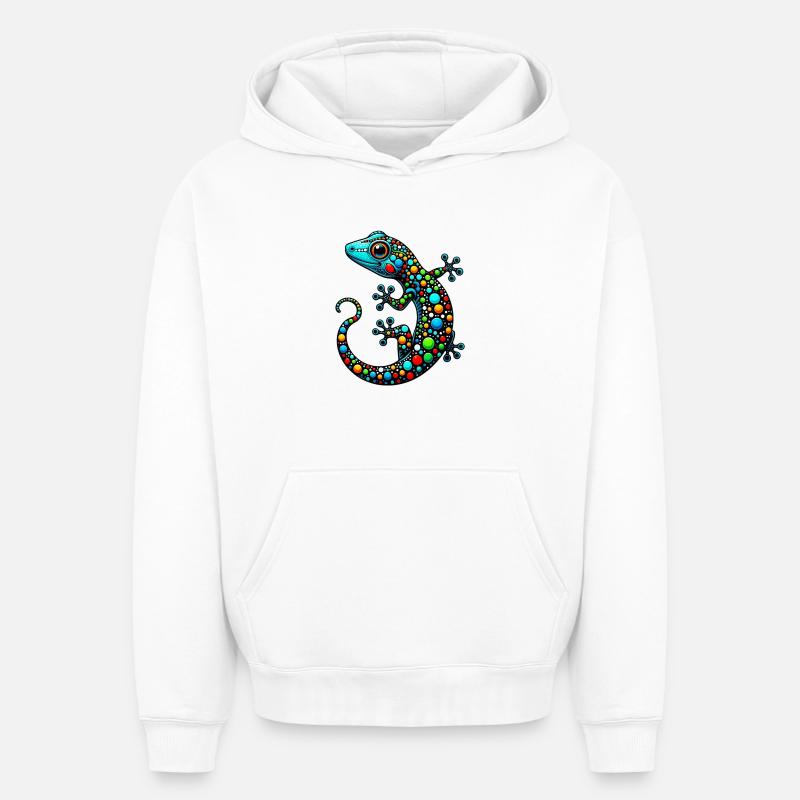 Gecko - Sweat à capuche unisexe oversize épais SPREAD - blanc