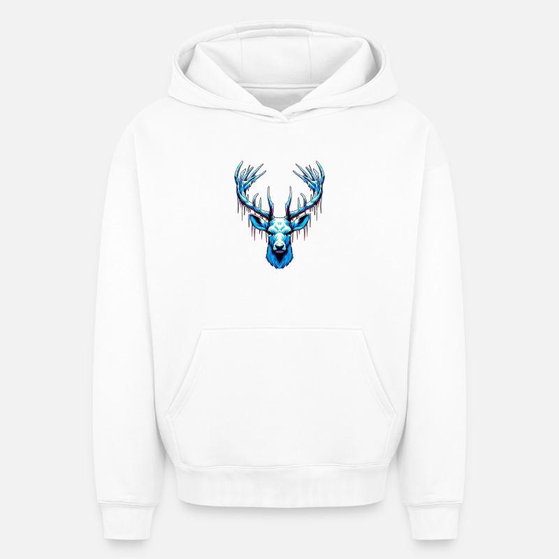 Cerf des glaces - Sweat à capuche unisexe oversize épais SPREAD - blanc