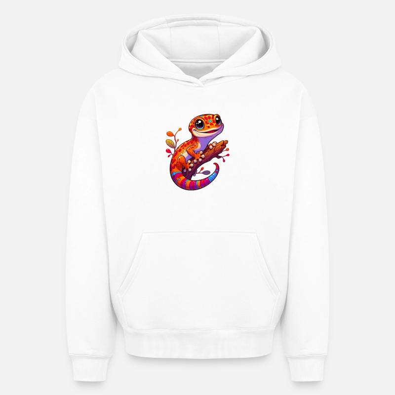 Gecko - Sweat à capuche unisexe oversize épais SPREAD - blanc