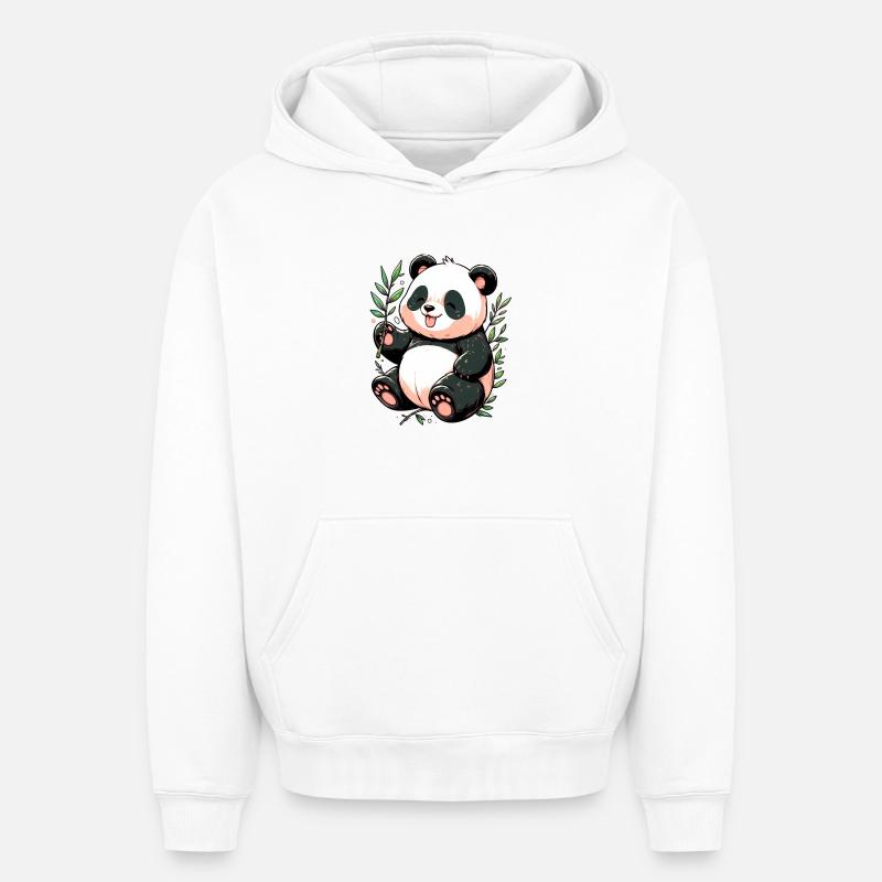 Panda - Sweat à capuche unisexe oversize épais SPREAD - blanc