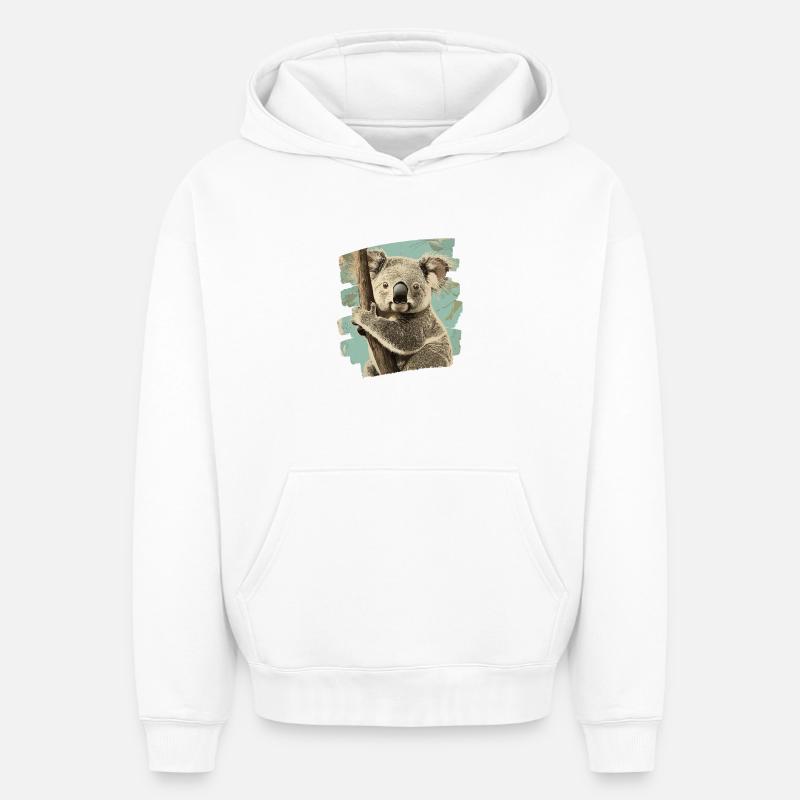 Ours Koala - Sweat à capuche unisexe oversize épais SPREAD - blanc