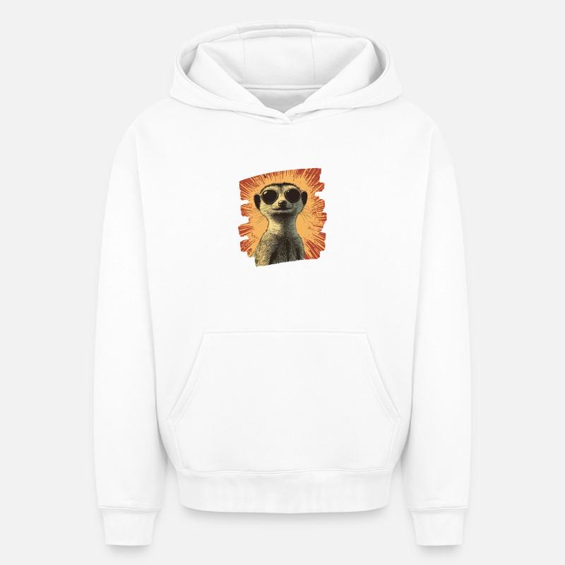 Suricate Rétro - Sweat à capuche unisexe oversize épais SPREAD - blanc