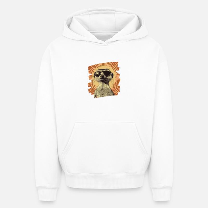 Suricate Rétro - Sweat à capuche unisexe oversize épais SPREAD - blanc