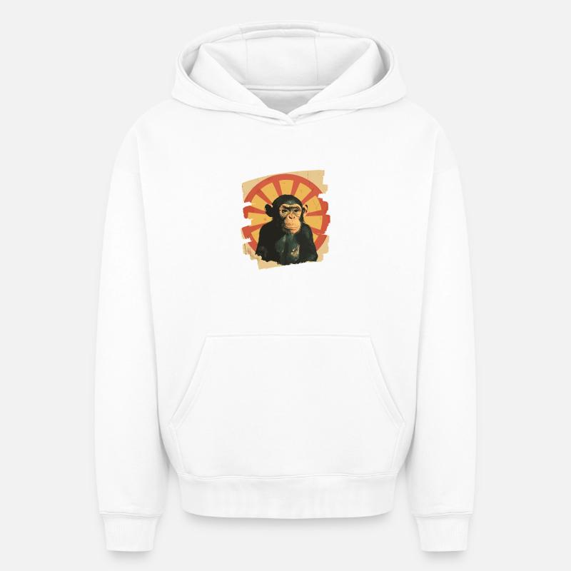 Singe - Sweat à capuche unisexe oversize épais SPREAD - blanc