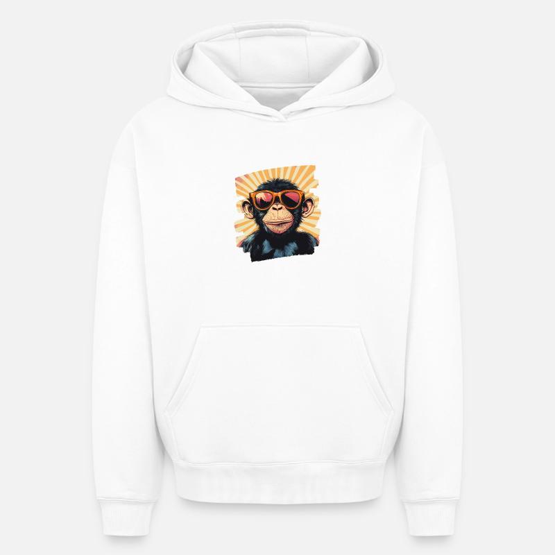 Singe - Sweat à capuche unisexe oversize épais SPREAD - blanc