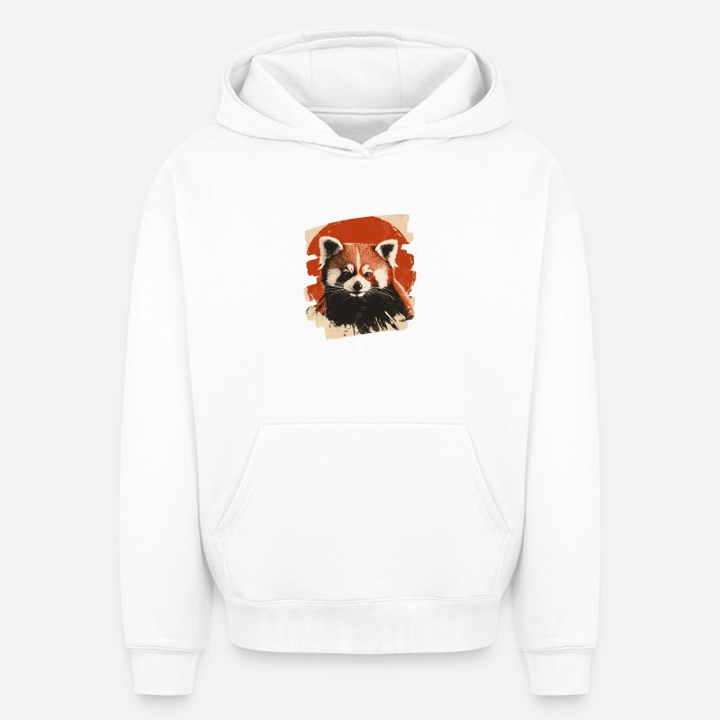 Petit panda - Sweat à capuche unisexe oversize épais SPREAD - blanc