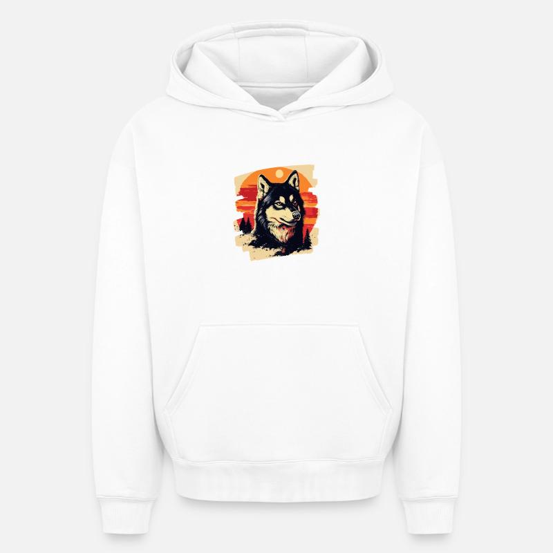 Rauque - Sweat à capuche unisexe oversize épais SPREAD - blanc