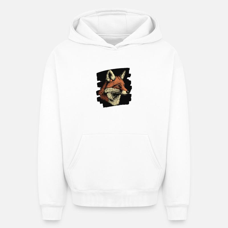 Renard - Sweat à capuche unisexe oversize épais SPREAD - blanc