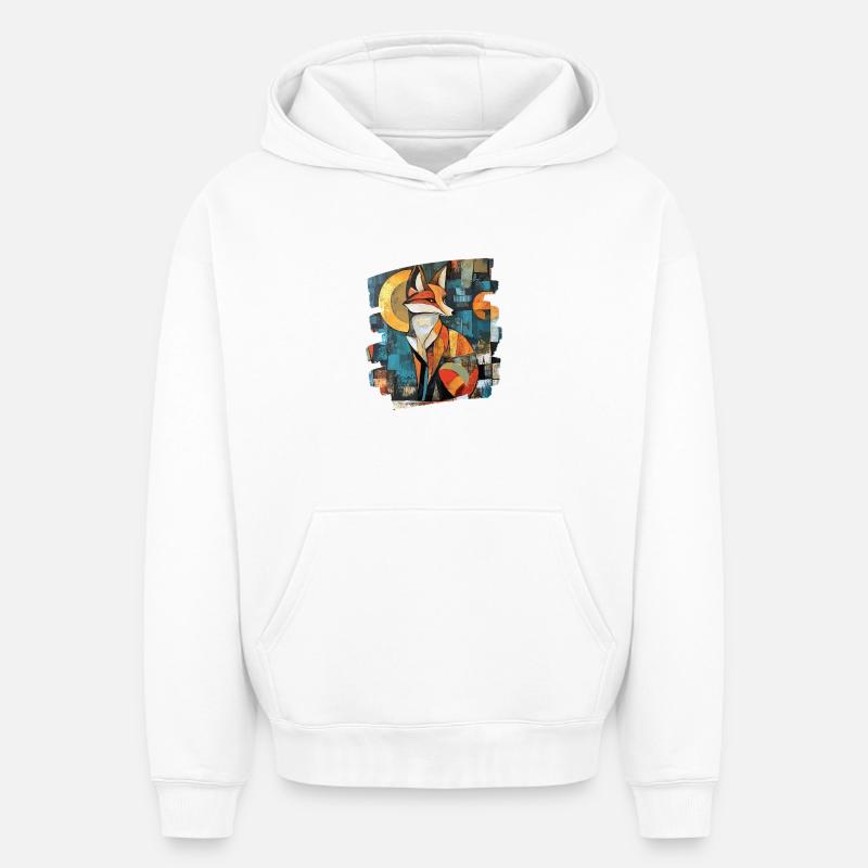 Renard - Sweat à capuche unisexe oversize épais SPREAD - blanc