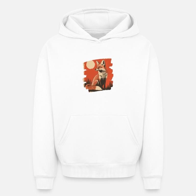 Renard - Sweat à capuche unisexe oversize épais SPREAD - blanc