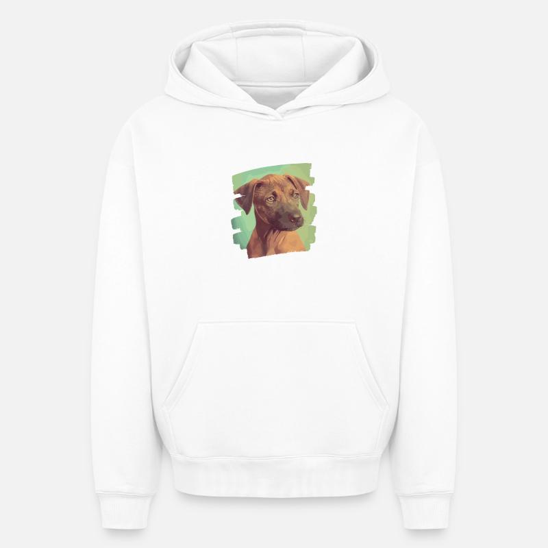 Rhodésian Ridgeback - Sweat à capuche unisexe oversize épais SPREAD - blanc