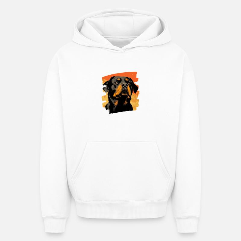 Rottweiler - Sweat à capuche unisexe oversize épais SPREAD - blanc