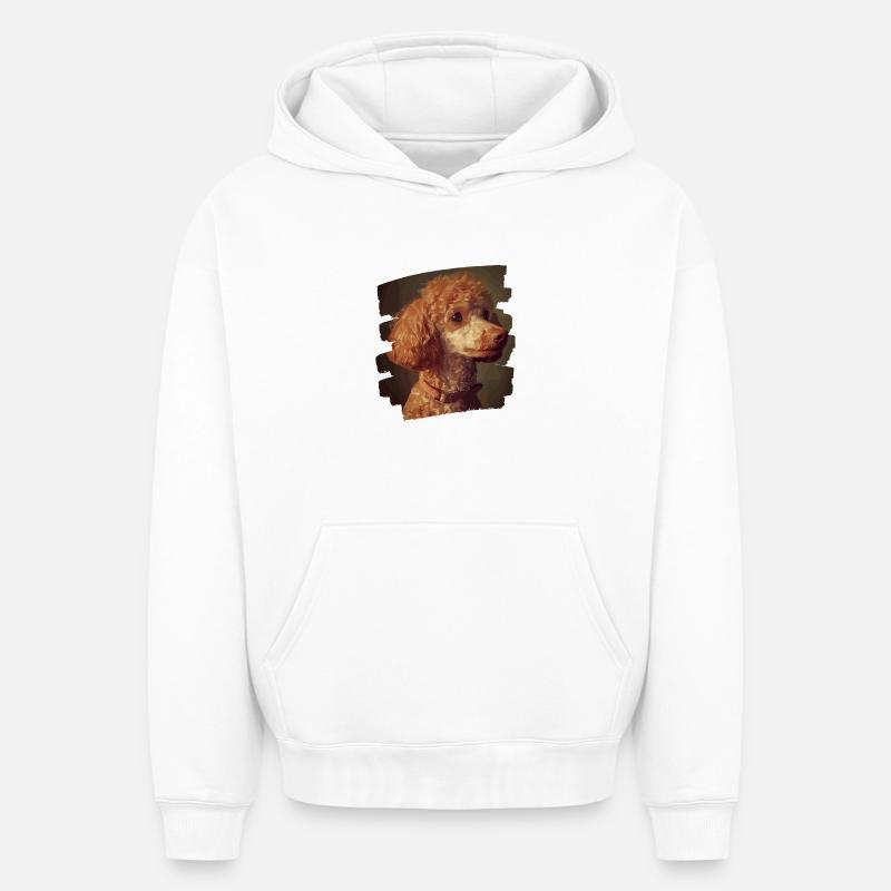 Caniche - Sweat à capuche unisexe oversize épais SPREAD - blanc