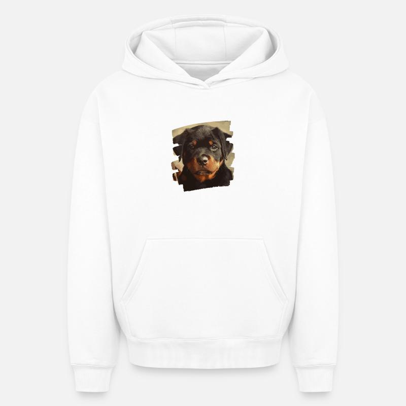 Rottweiler - Sweat à capuche unisexe oversize épais SPREAD - blanc