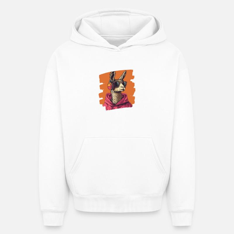 Lama - Sweat à capuche unisexe oversize épais SPREAD - blanc