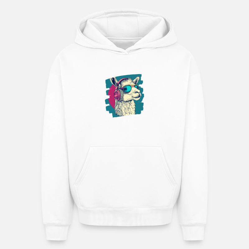 Casque Llama - Sweat à capuche unisexe oversize épais SPREAD - blanc