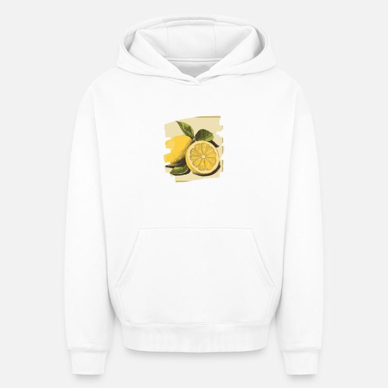 Citron - Sweat à capuche unisexe oversize épais SPREAD - blanc