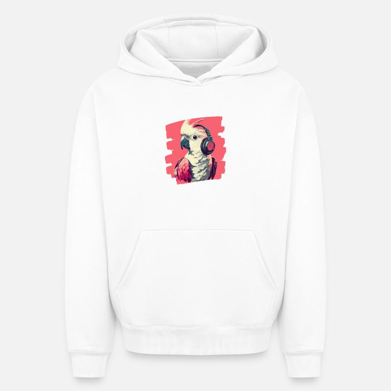 Cacatoès - Sweat à capuche unisexe oversize épais SPREAD - blanc